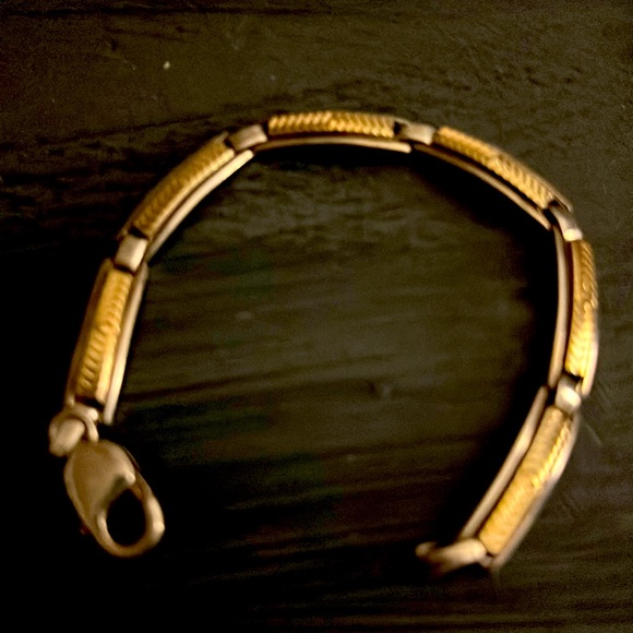 Silver 925 and Gold  14 k bracelet , with lobster clasp.7.5” - Picture 1 of 3